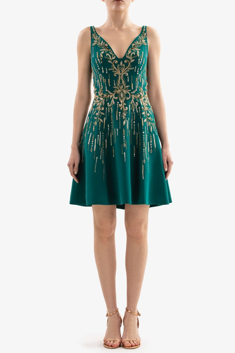 Saiid Kobeisy Short Crepe Beaded Dress