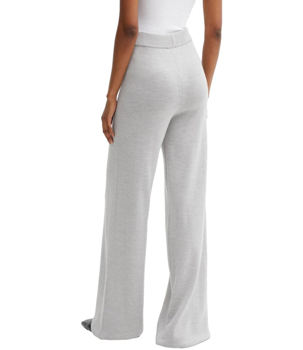 Max Mara Wide-Leg Pants In Light Grey Virgin Wool