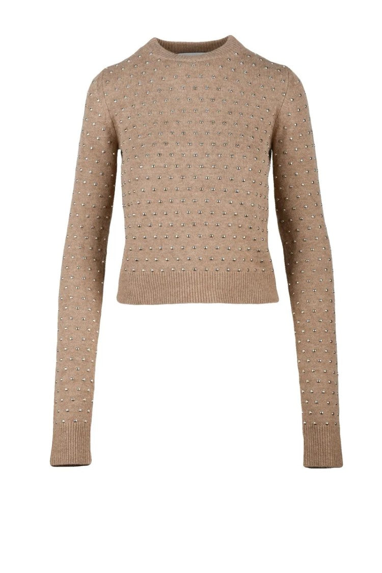 Sportmax Sierra Short Sweater With Studs - Beige