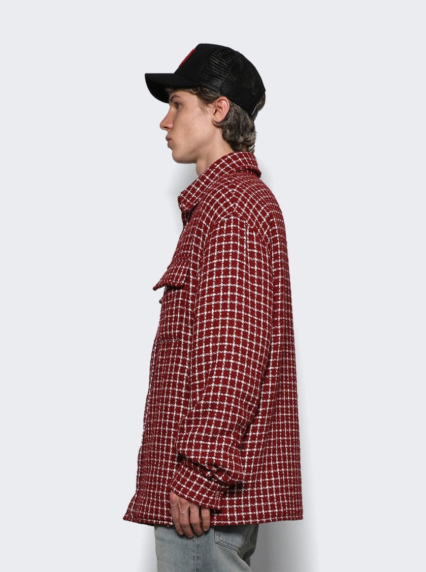 Amiri Boucle Padded Overshirt Deep Red