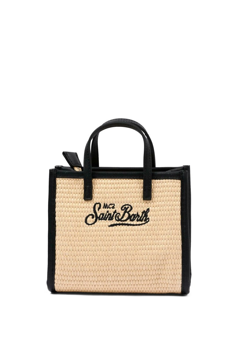 Mc2 Saint Barth Black Straw Vivian Shoulder Bag