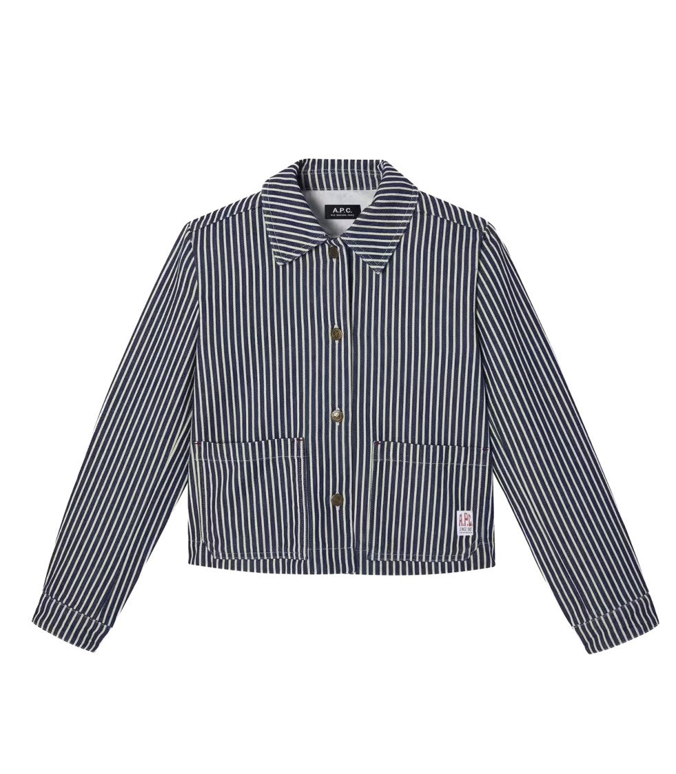 A.P.C. Blue And White Striped Heavyweight Cotton Jacket