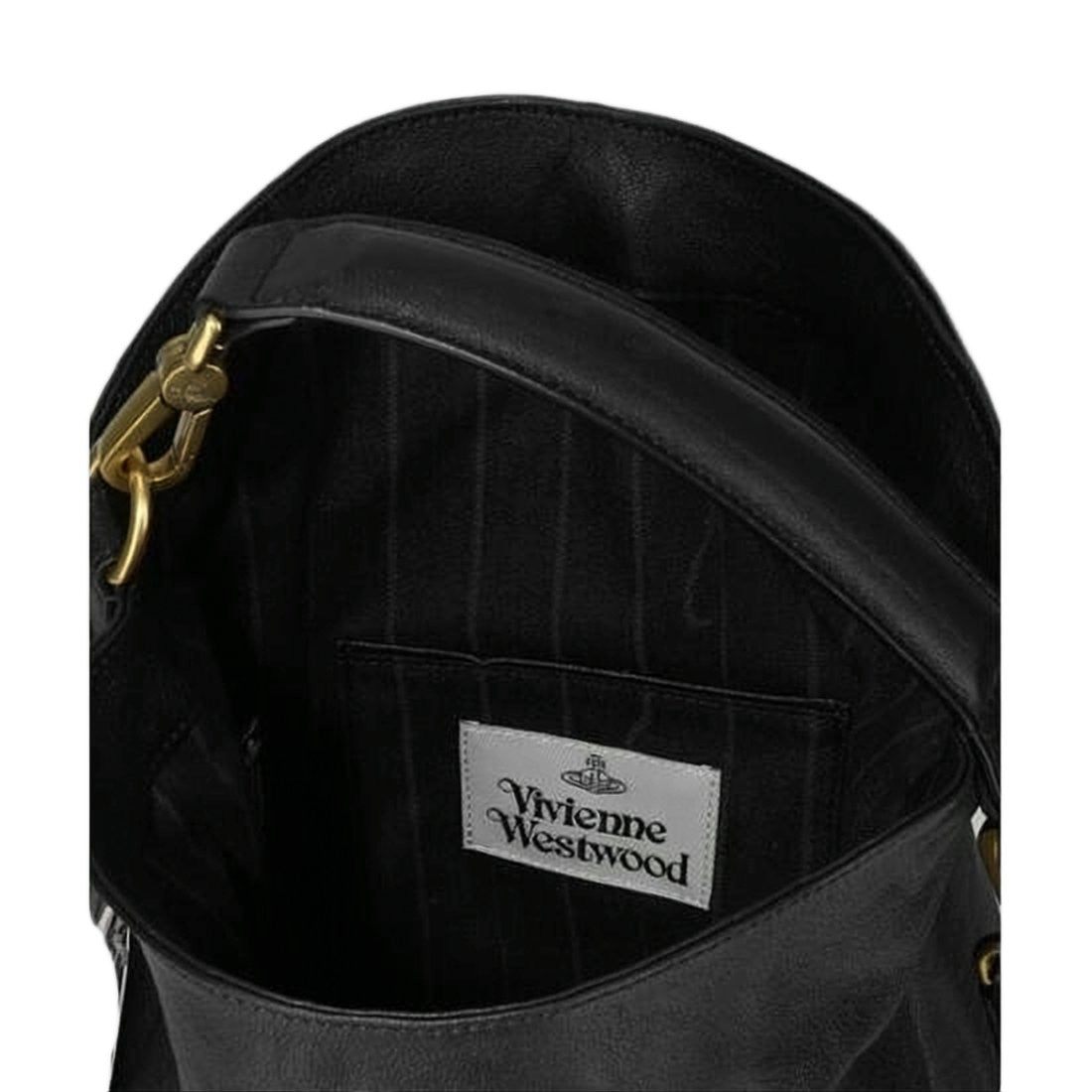 Vivienne Westwood Structured Black Polyurethane Crossbody Bag
