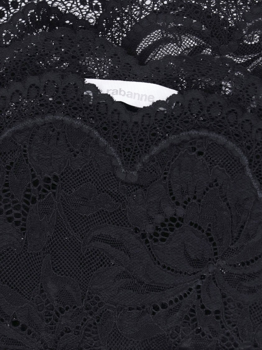Rabanne Black Floral Lace Cropped Top