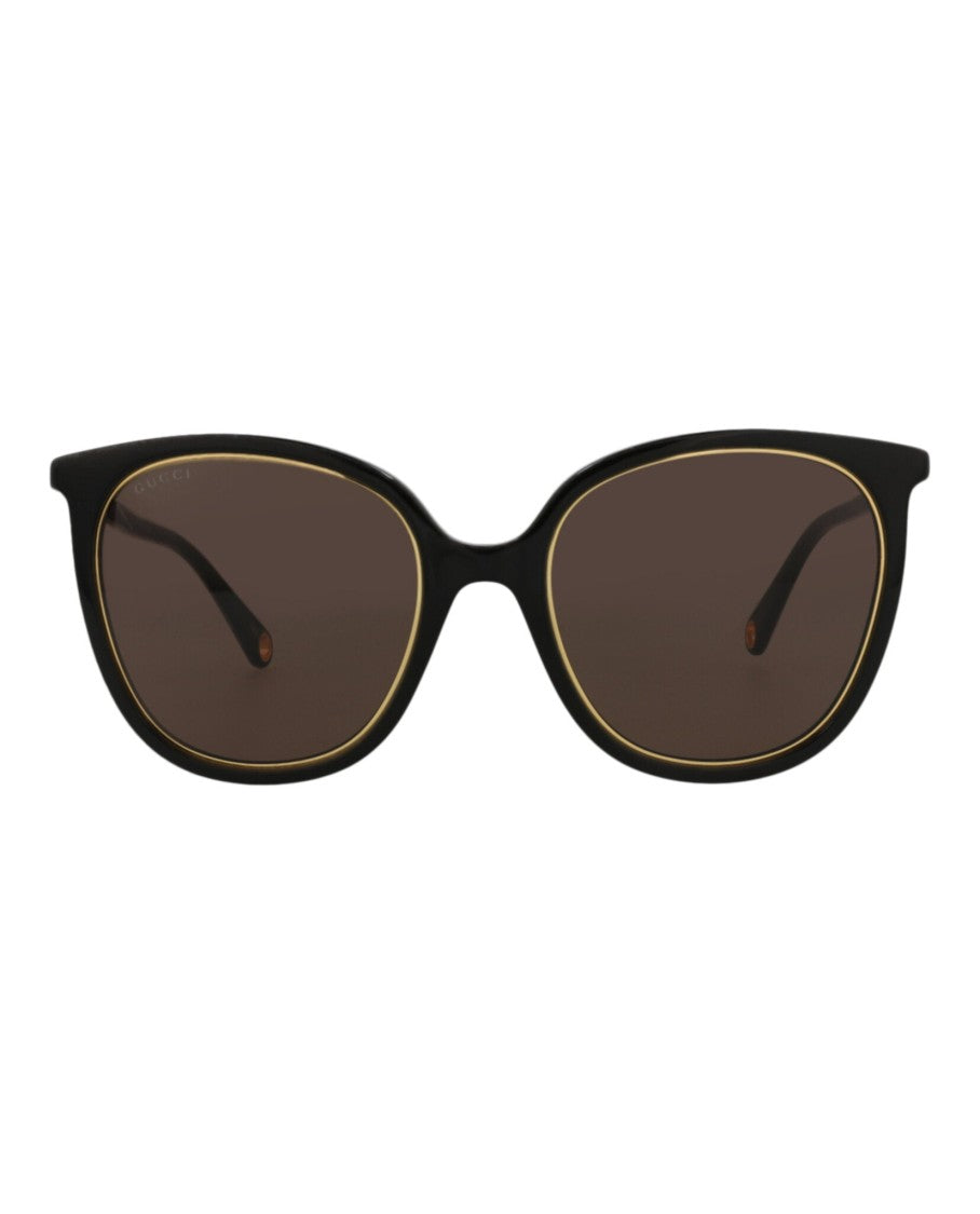 Gucci Round-Frame Acetate Sunglasses With Gold Accents