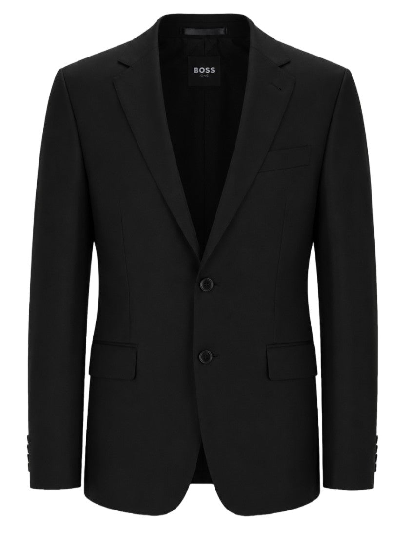 Boss Structured Black Virgin Wool Tailored Blazer