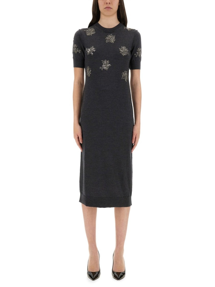 Fendi Slim-Fit Grey Wool Dress