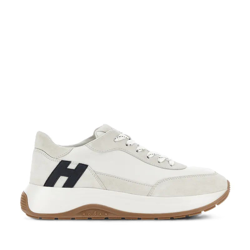 Hogan White Suede Signature Logo Low-Top Sneakers