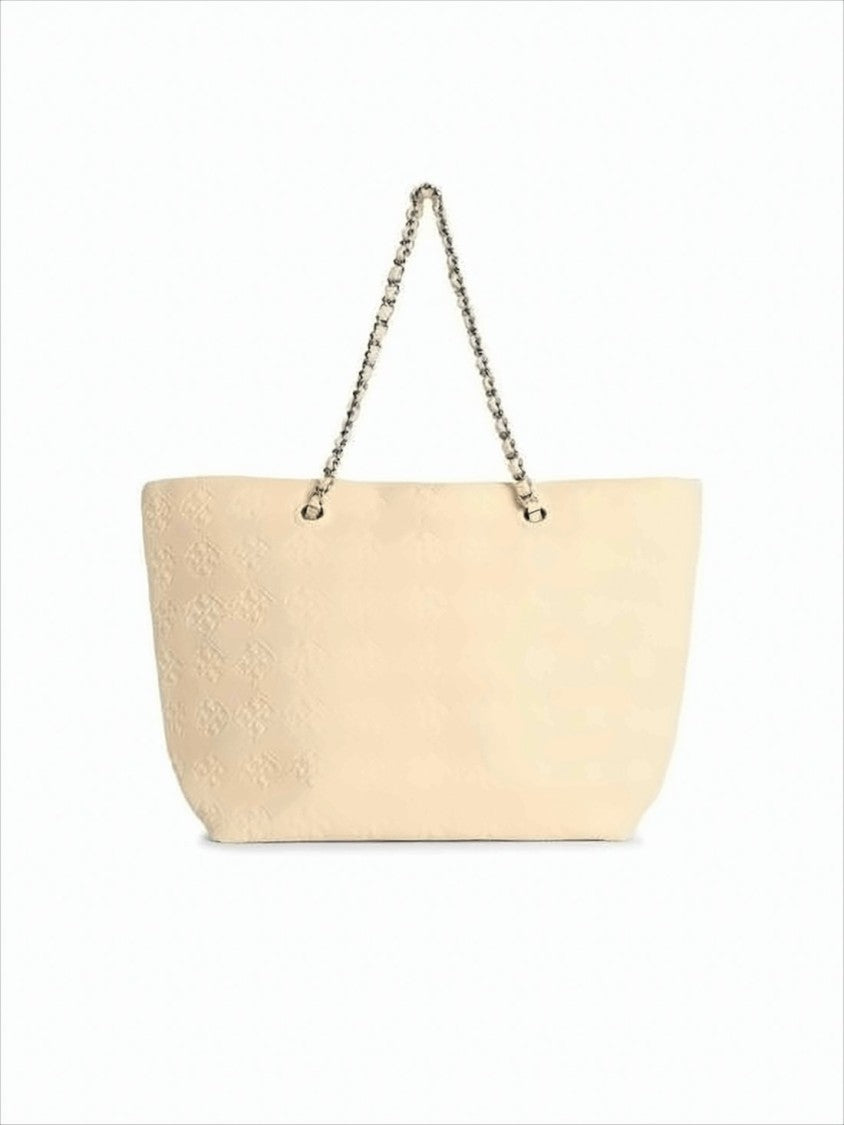 Tory Burch Rectangular Cotton Shoulder Bag With Embossed Detailing
