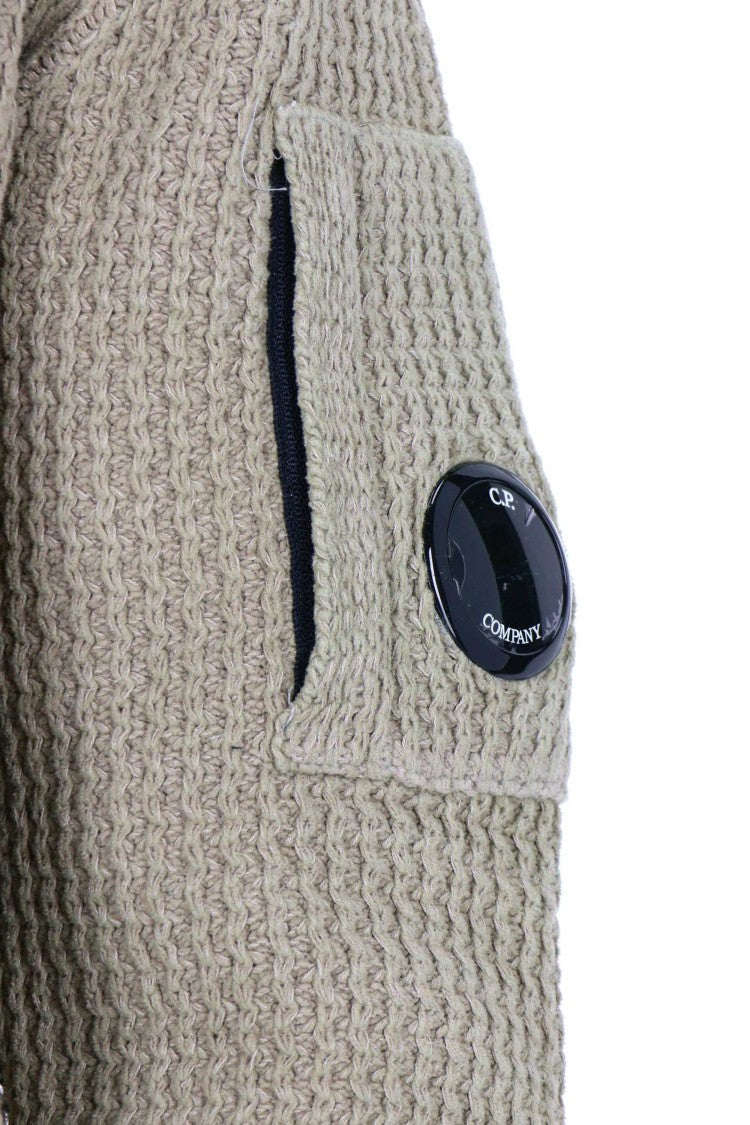 C.P. Company Textured Chunky Knit Hoodie With Drawstring Hood