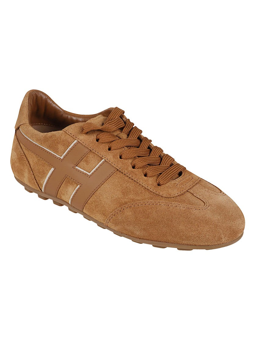 Hogan Brown H693 Calf Leather Low-Profile Sneakers