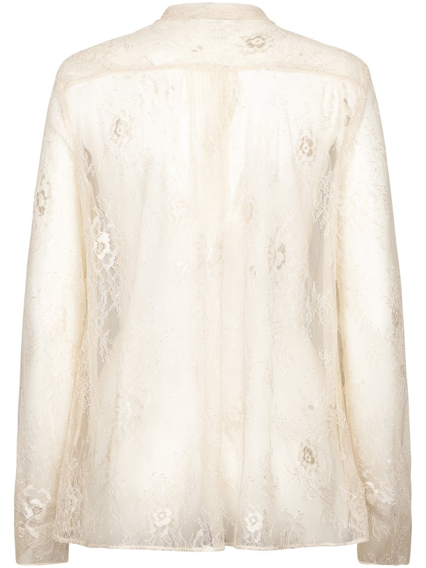 Forte Forte Chantilly Lace Bow Tie Floral Shirt