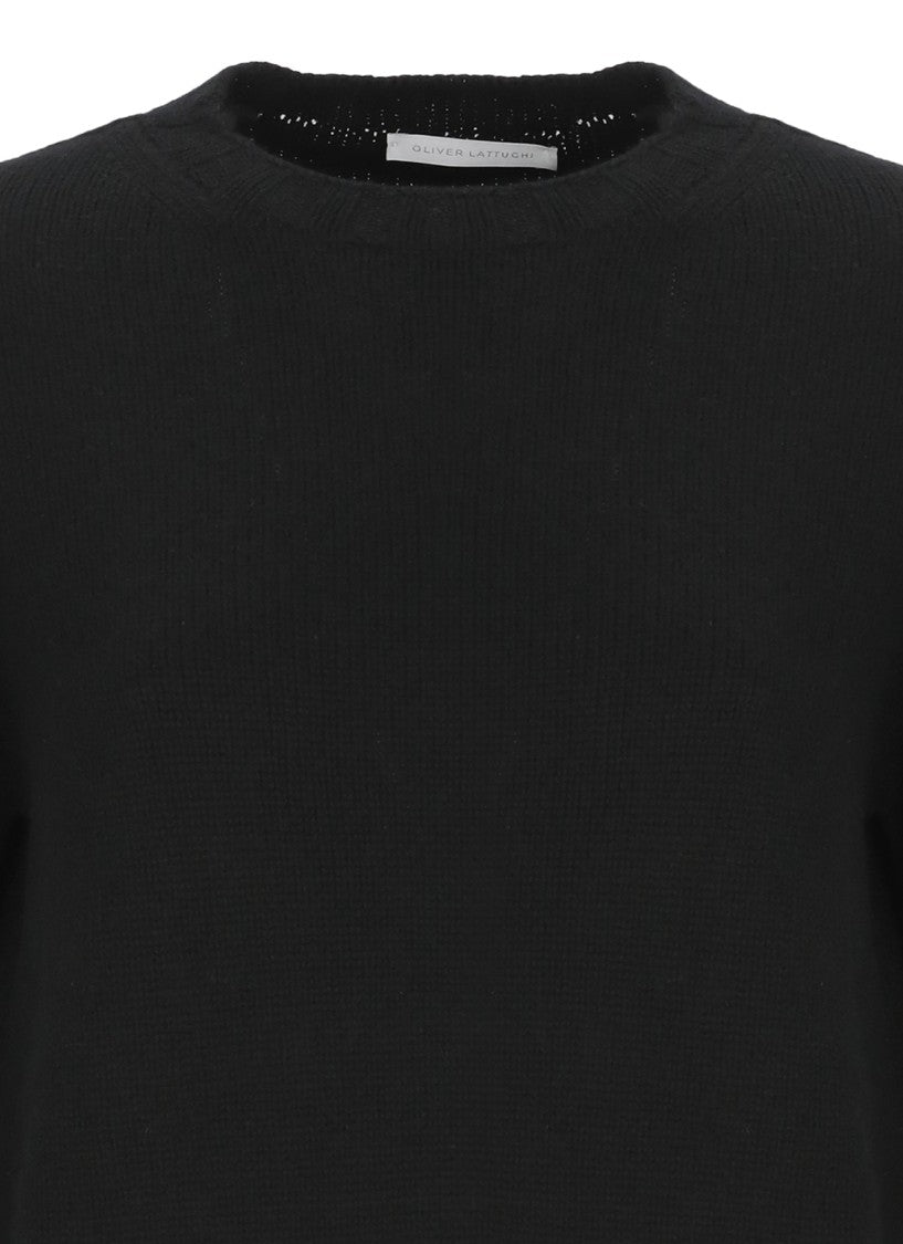 Oliver Lattughi Black Cashmere Crew Neck Sweater