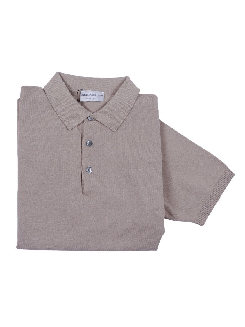 Sette Fili Cashmere Short Sleeve Tubular Hem Polo Shirt