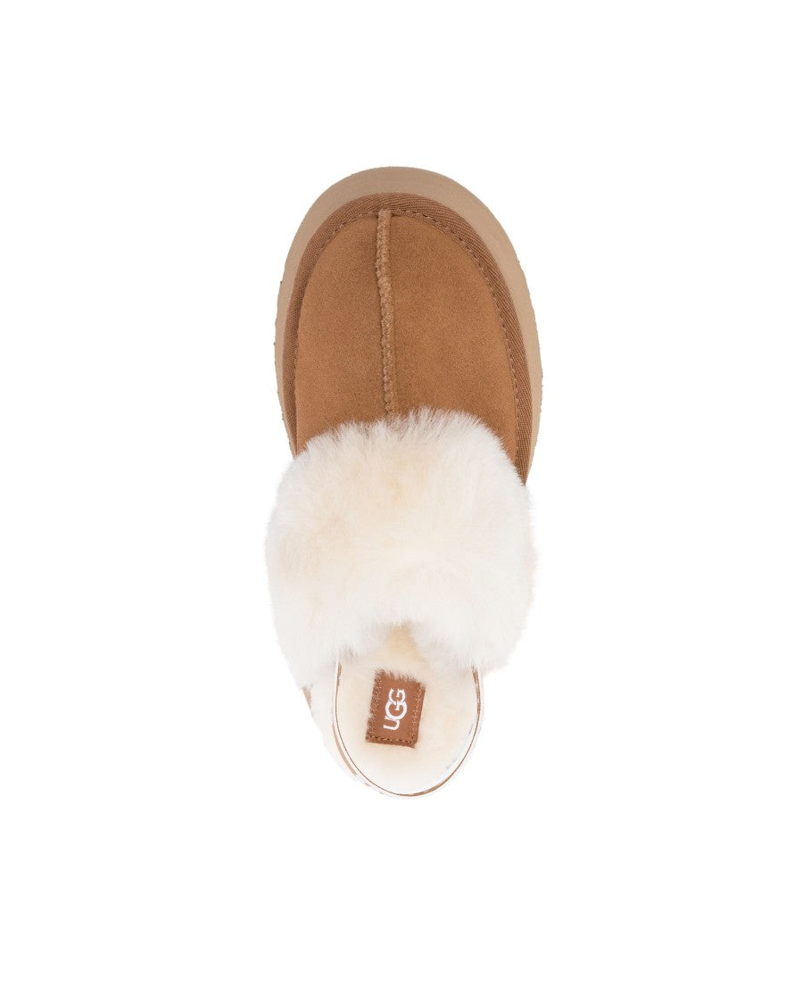 Ugg Chestnut Funkette Suede Shearling Slip-On Flats