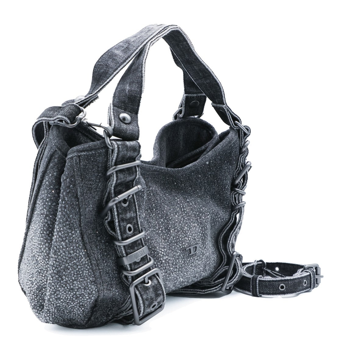 Diesel Textured Bag With Metal Buckles And Logo Detail