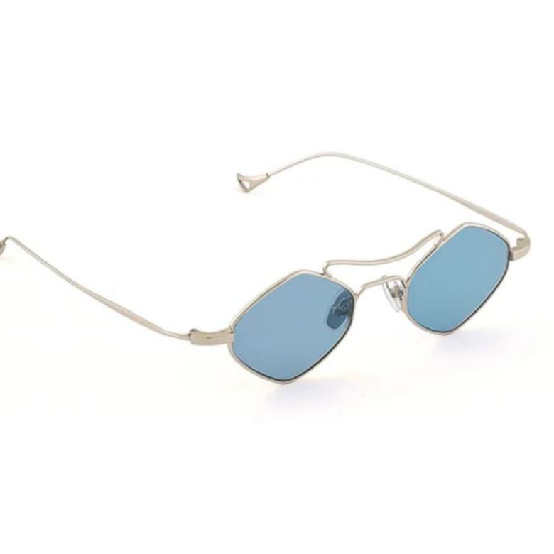 Eyepetizer Medici C.1-65 Geometric Silver Sunglasses With Blue-Tinted Lenses