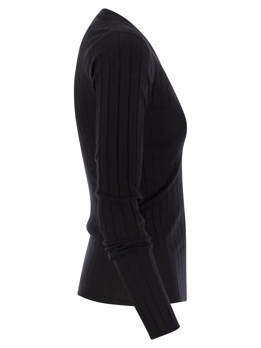 Brunello Cucinelli Lightweight Cashmere And Silk Broad Rib Sweater