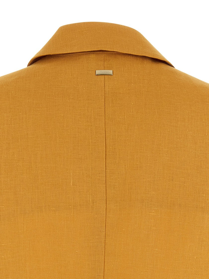 Herno Double-Breasted Linen Vest With Flared Silhouette