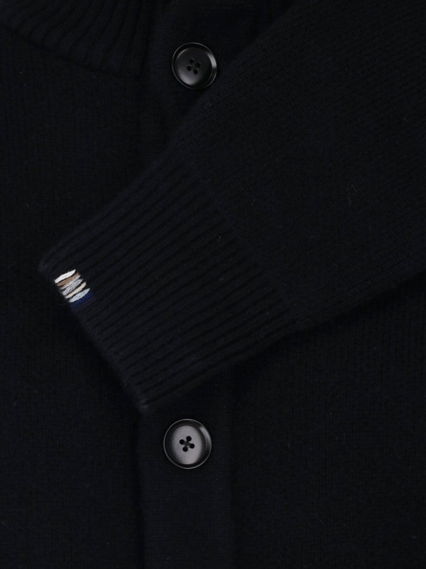 Extreme Cashmere Black Clement High-Collar Buttoned Cashmere Cardigan