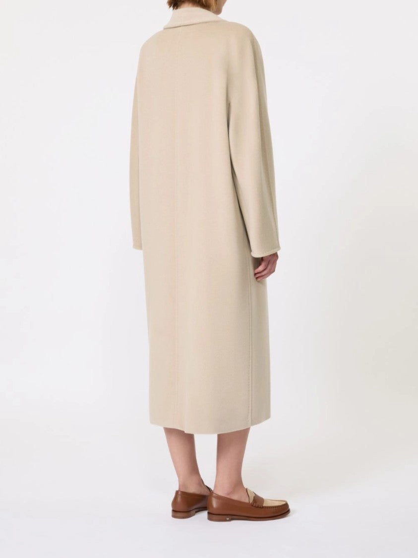 Max Mara Neutral Beige Madame Double-Breasted Long Coat
