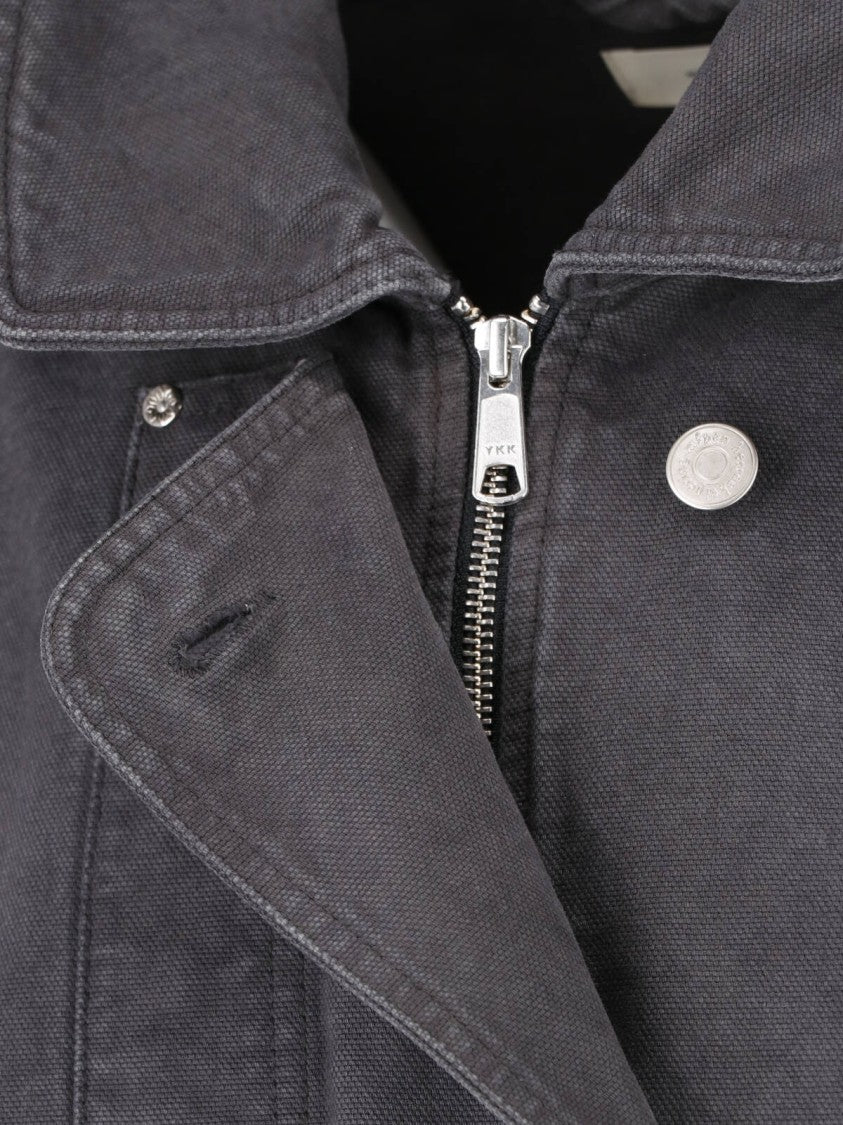 Mfpen Cropped Organic Cotton Jacket With Classic Collar And Dual Closure