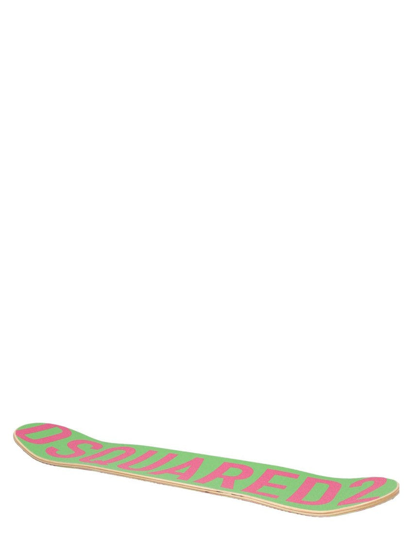 Dsquared2 Vibrant Wooden Skateboard With Bold Logo Print