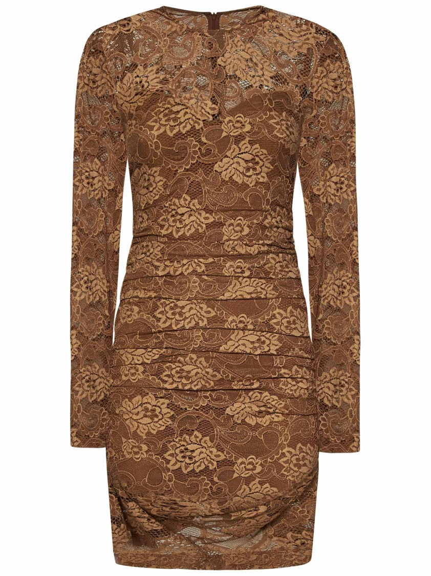 Dolce & Gabbana Floral Lace Beige Dress