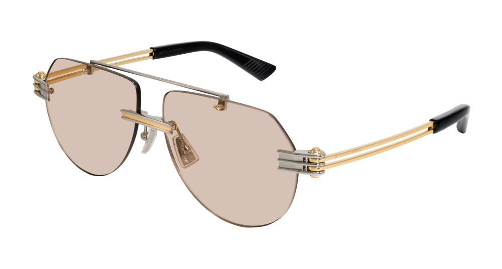 Bottega Veneta Silver Bv1342s Geometric Metal Sunglasses