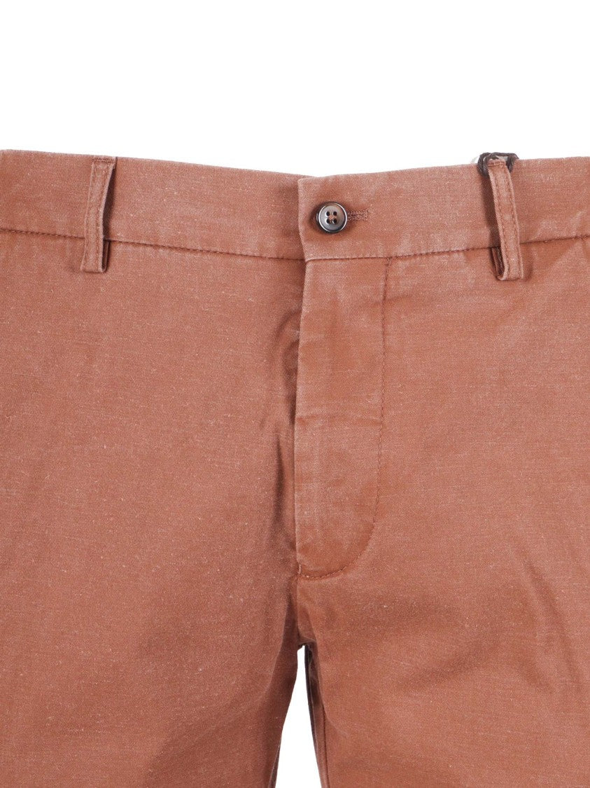 Berwich Brown Button Closure Tailored Shorts