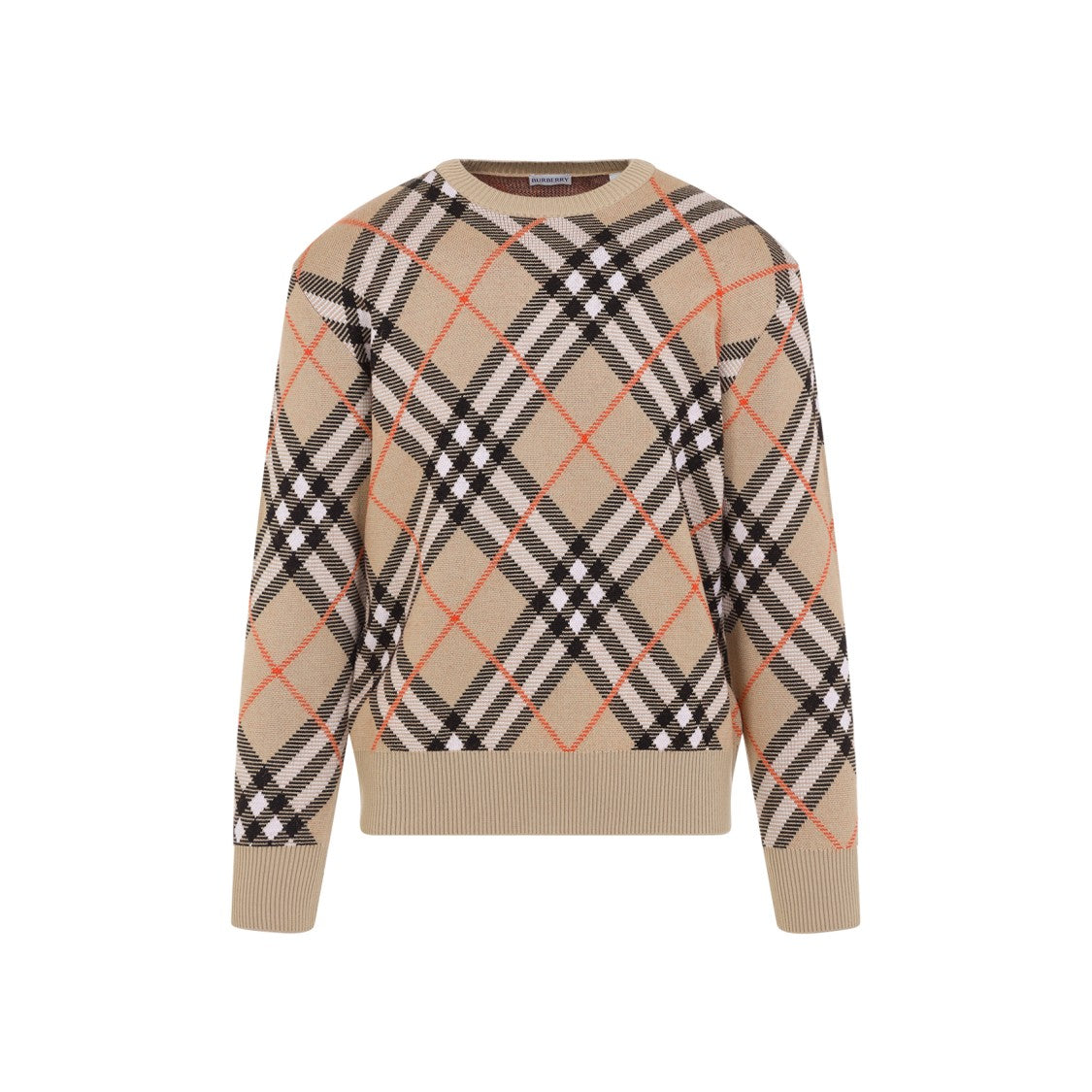 Burberry Sand Beige Wool Check Pullover