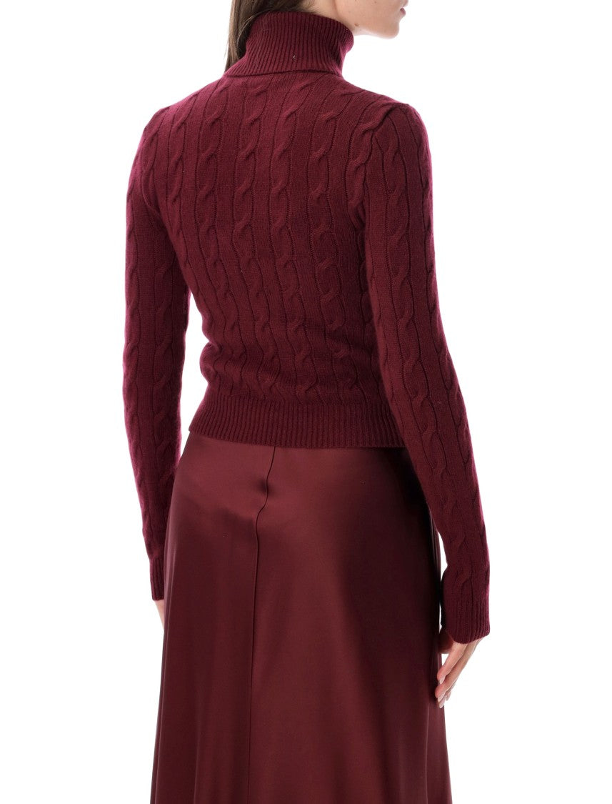 Polo Ralph Lauren Intricate Cable Knit Turtleneck Sweater With Ribbed Trims