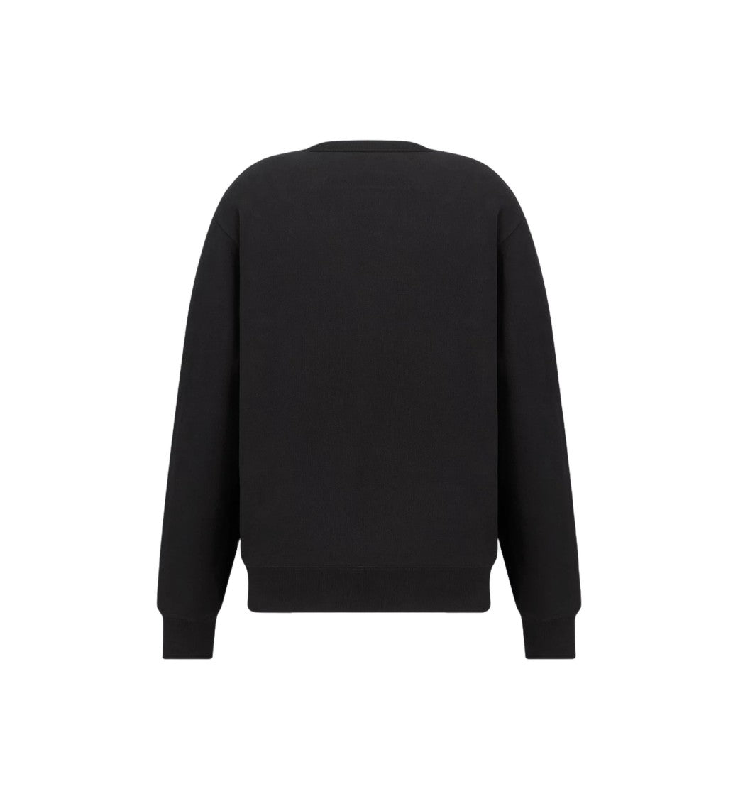 Dior Brushed Cotton Black Sweatshirt With Monogram Print