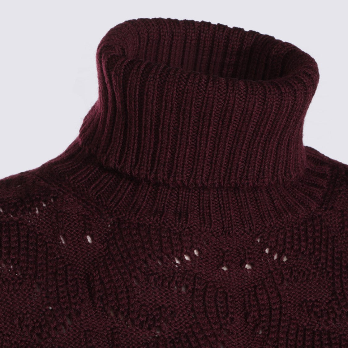 Etro Chunky Knit Turtleneck Sweater With Openwork Details