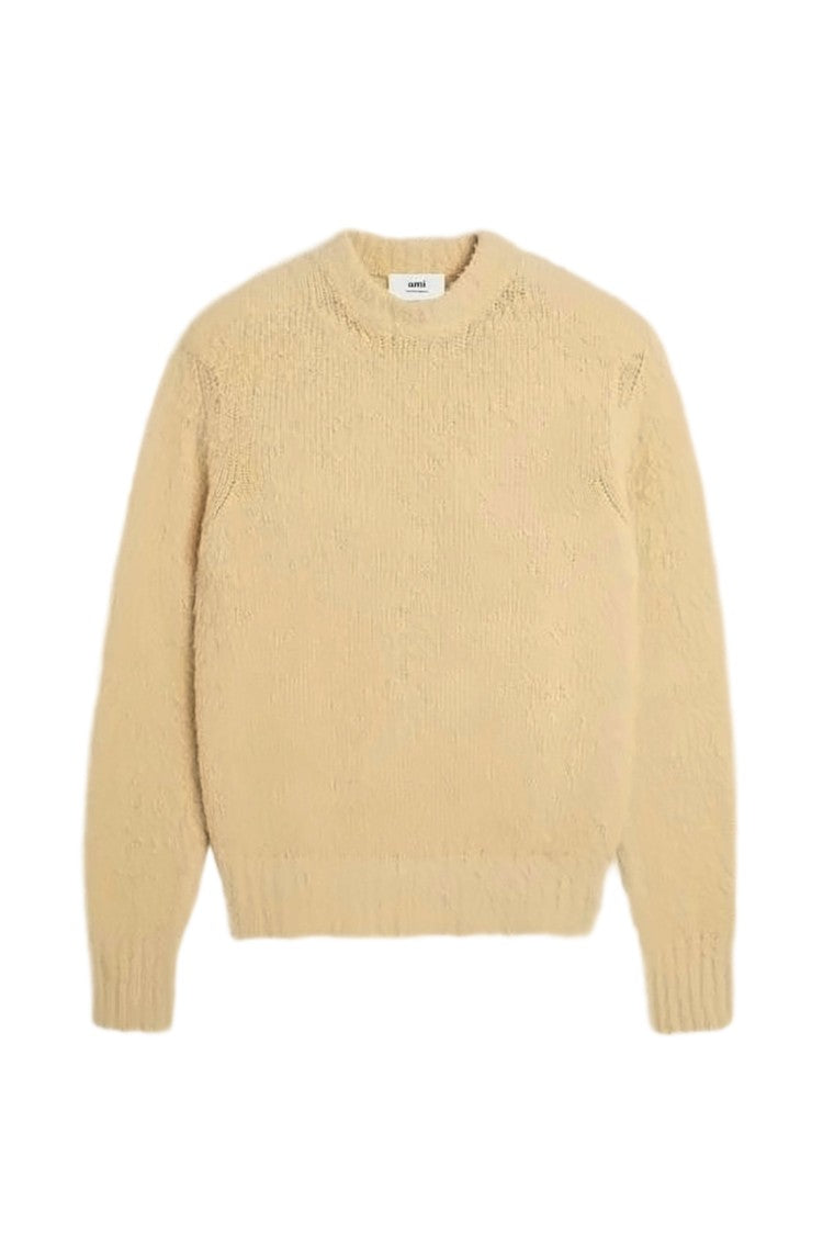Ami Paris Soft Alpaca Blend Sweater With Classic Crew Neckline