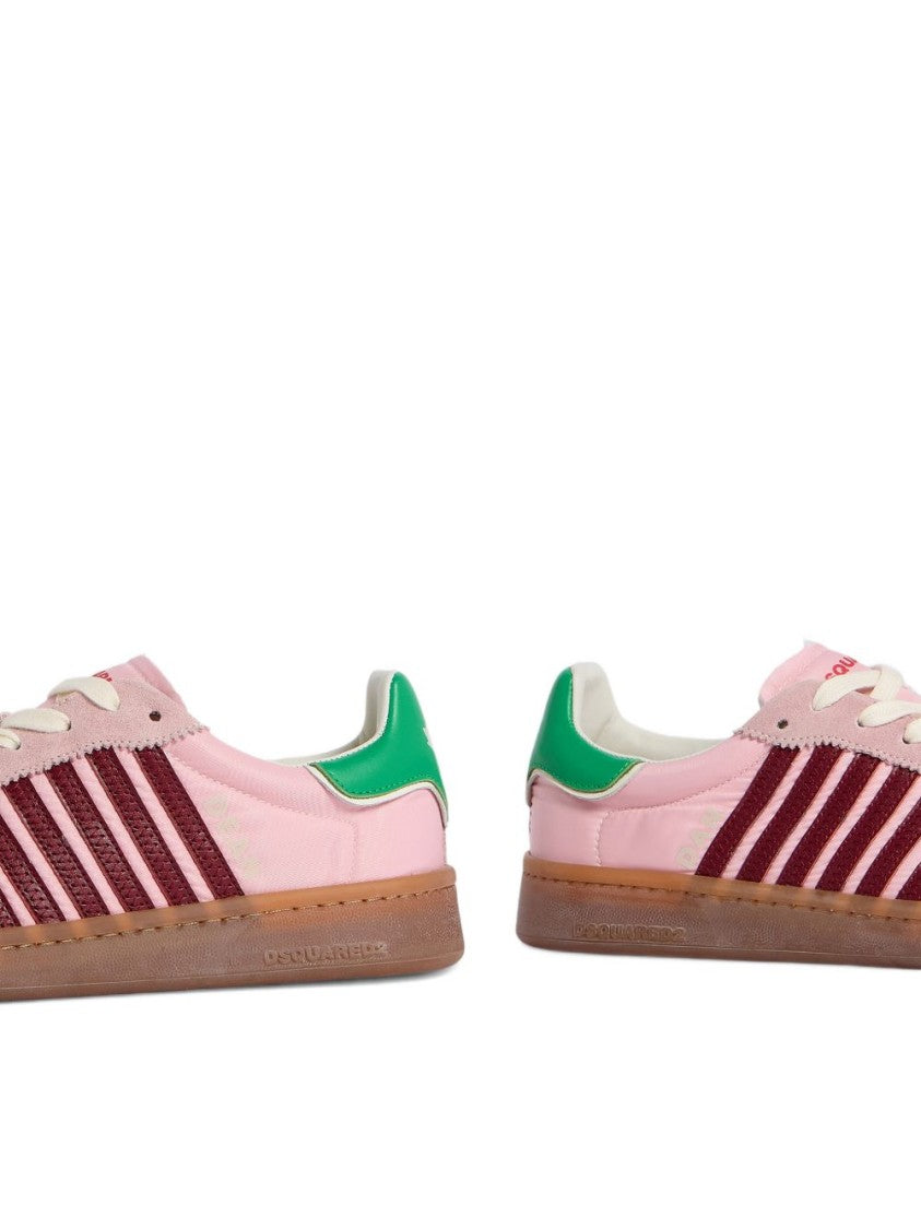 Dsquared2 Low-Top Sneakers With Burgundy Striped Detailing And Maple Leaf Accent