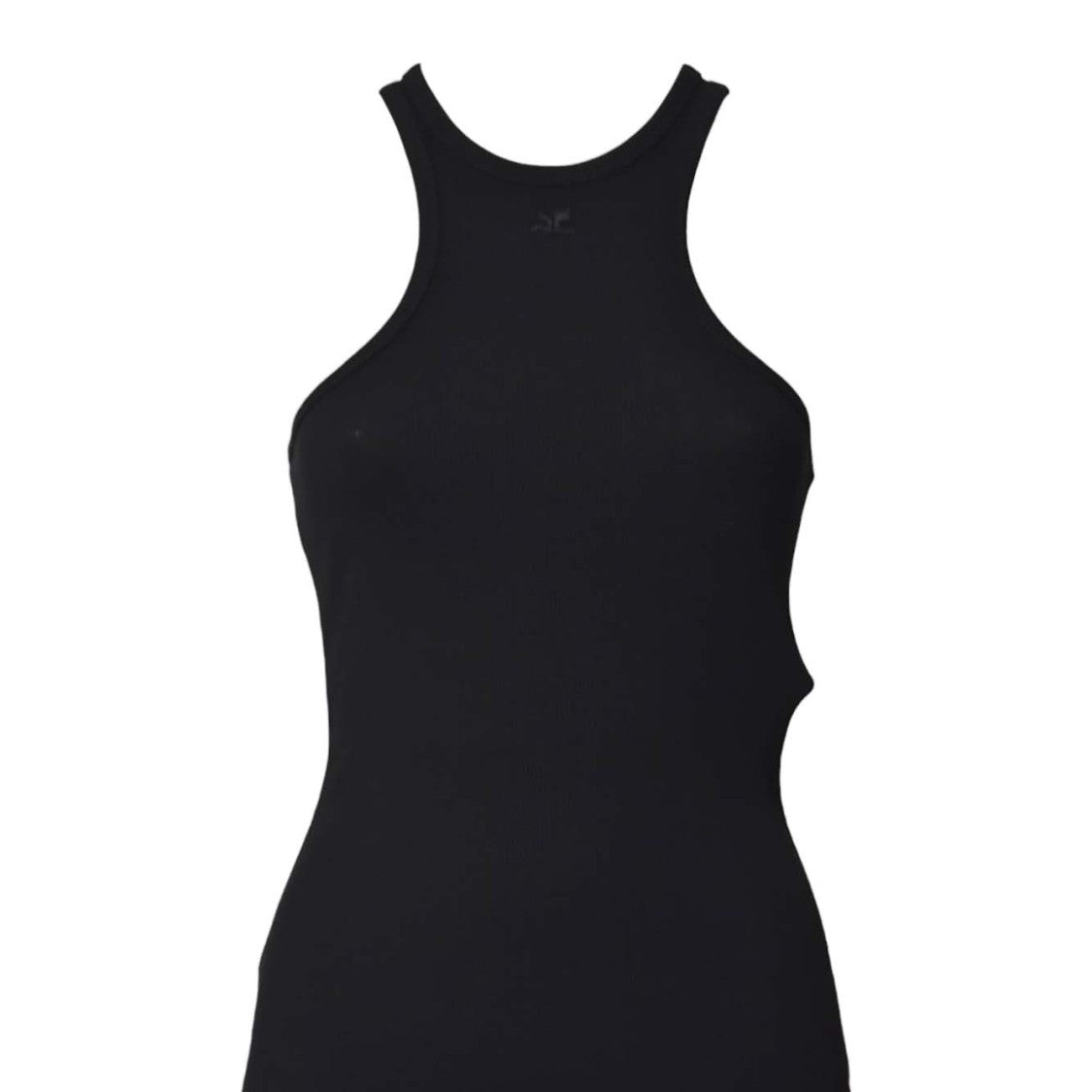 Courrèges 90's Black Cotton Scuba Long Dress