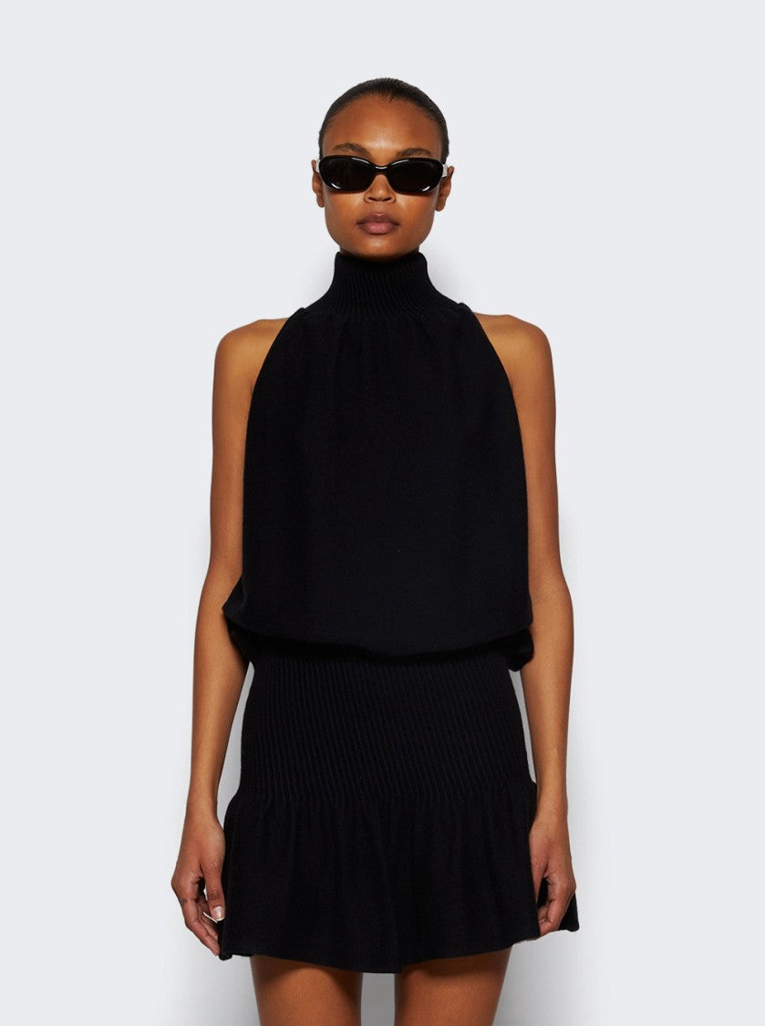 Alexander Wang Ruched Turtleneck Halter Dress Black