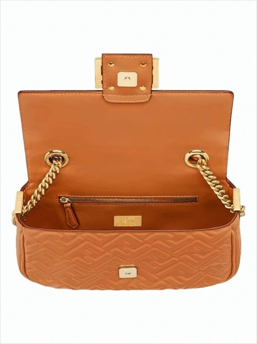 Fendi Structured Brown Lamb Leather Crossbody Bag