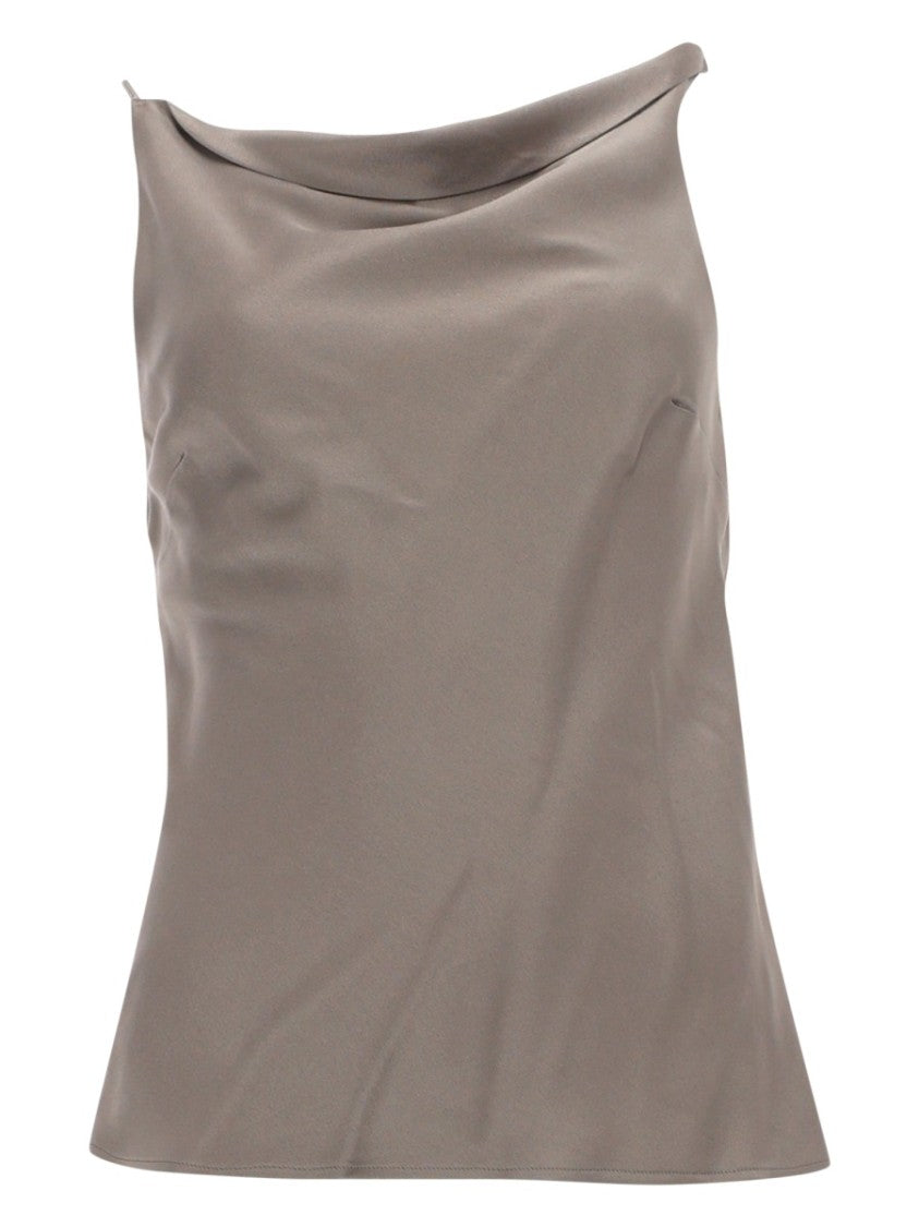 Alysi Neutrals One Shoulder Asymmetrical Top