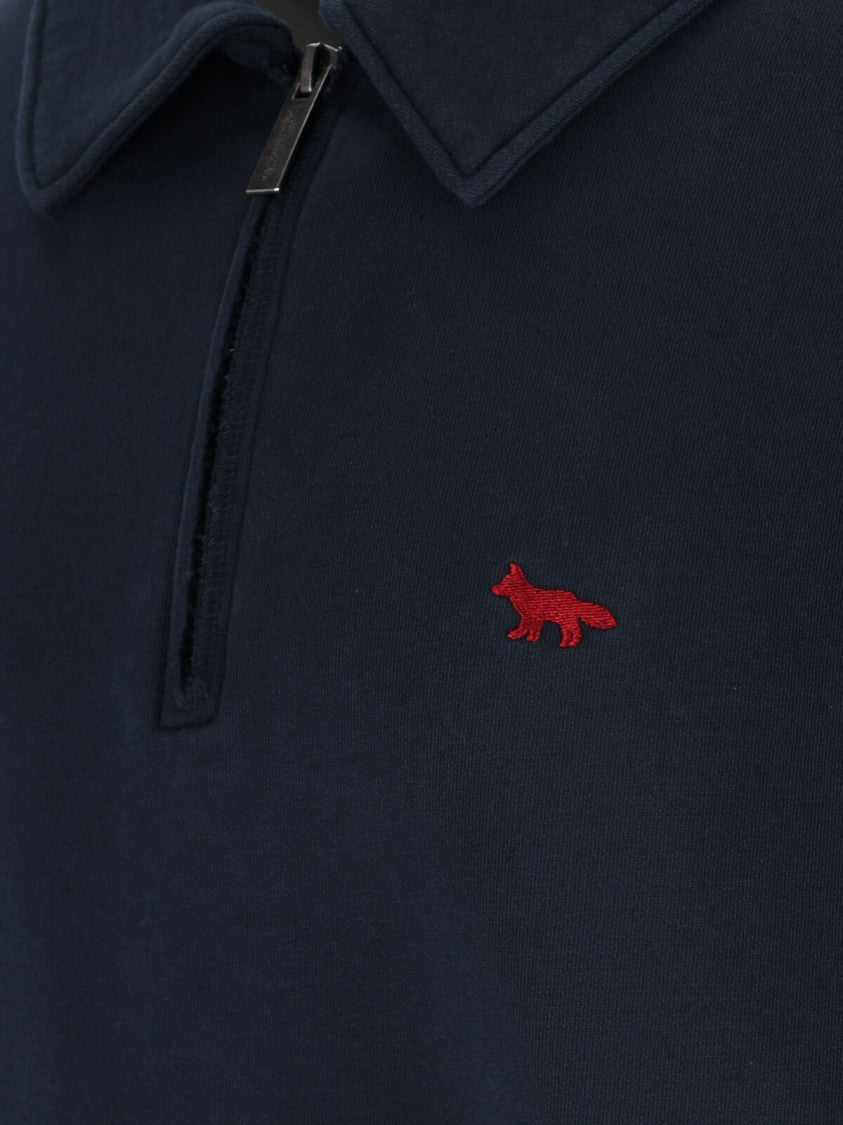 Maison Kitsuné Navy Profile Fox Organic Cotton Zip Sweatshirt
