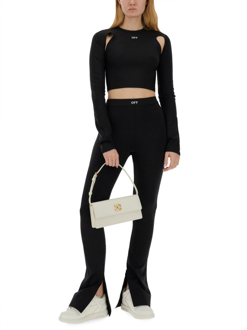 Off-White Cropped Top With Cut-Out Shoulder Details