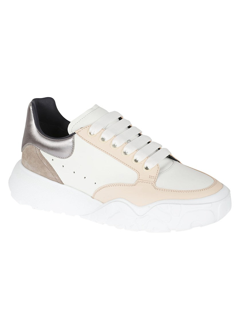 Alexander Mcqueen White Sneakers With Metallic And Suede Accents