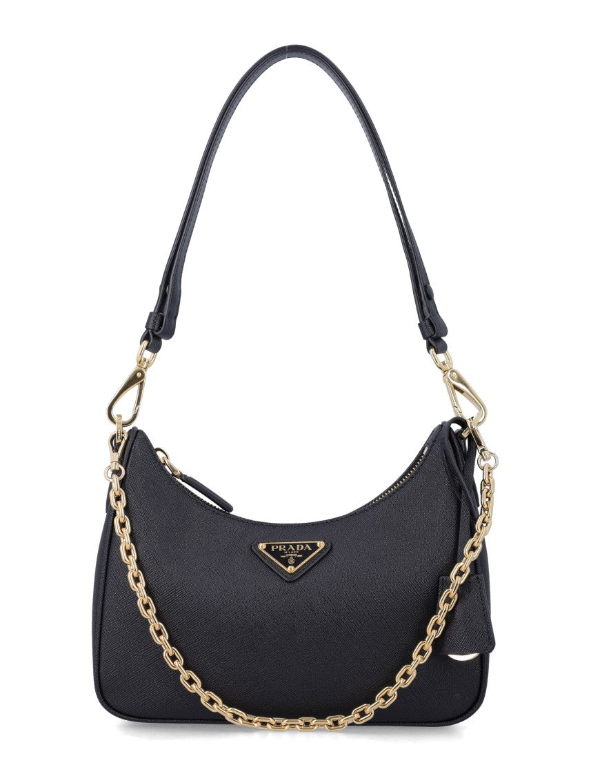 Prada Re-Edition Mini Saffiano Leather Bag With Detachable Chain