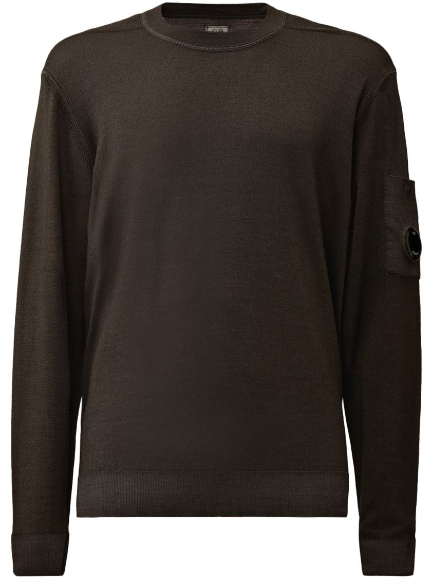 C.P. Company Fine-Knit Merino Crewneck Sweater With Patch Pocket Detail