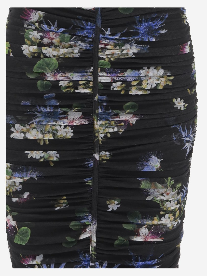 Blumarine Full-Length Floral Print Skirt With Gathered Design