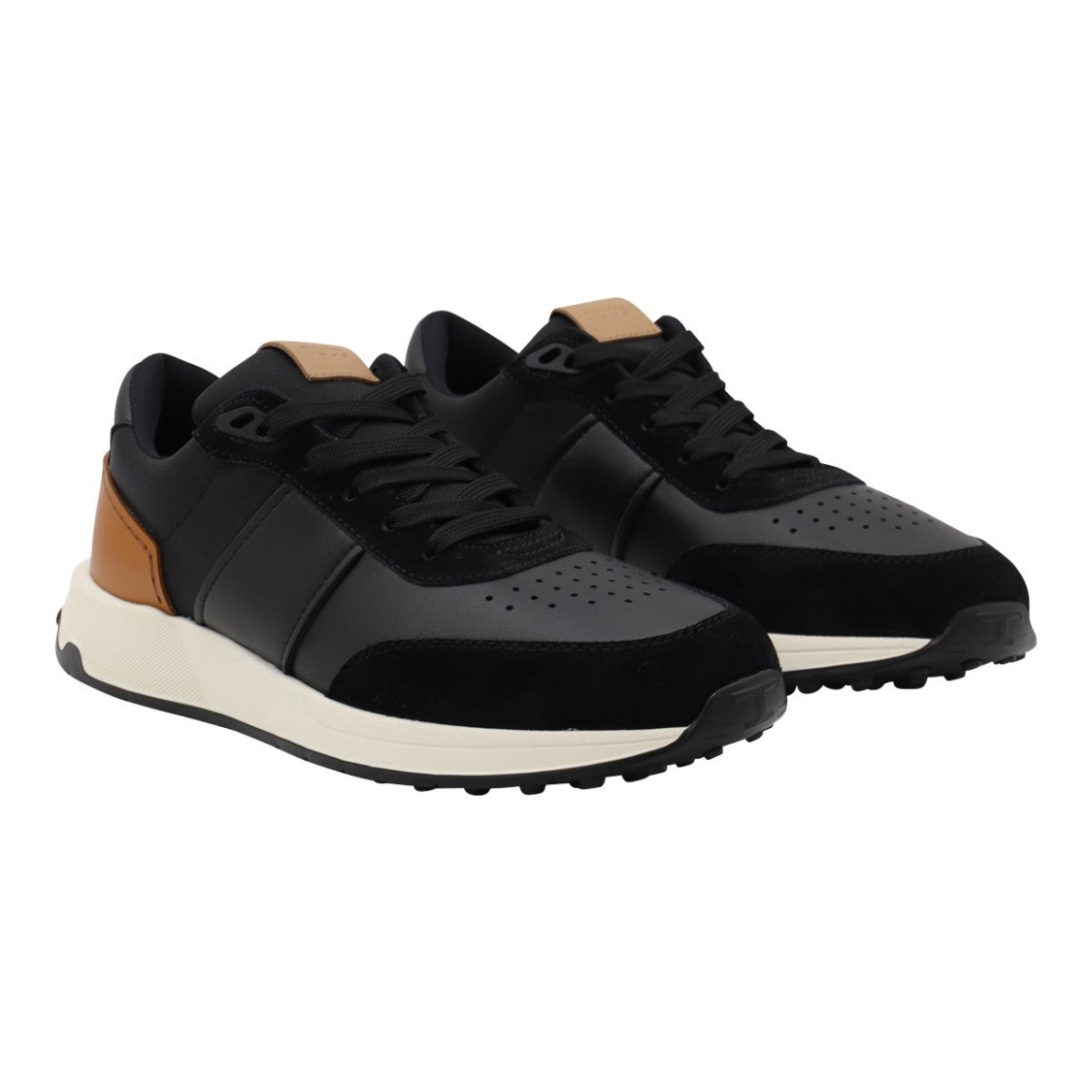 Tod's Sporty Black Sneakers With Contrasting Tan Accents