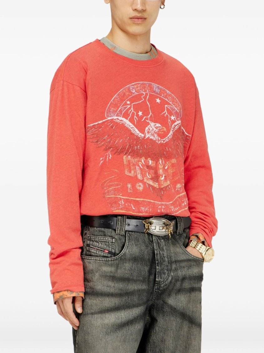 Diesel Eagle Graphic Print Relaxed-Fit Silk-Nylon Blend Shirt