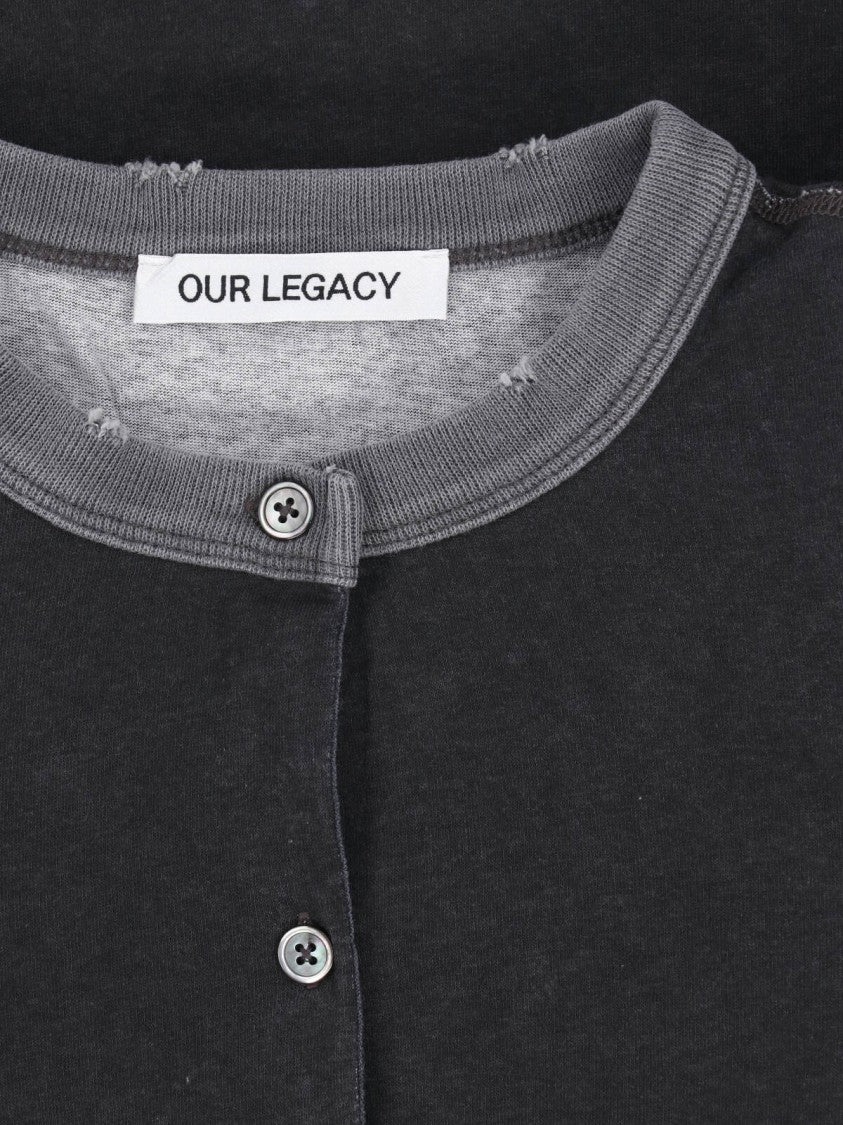Our Legacy Layered Black Short-Sleeve Top With Long Grey Underlayer