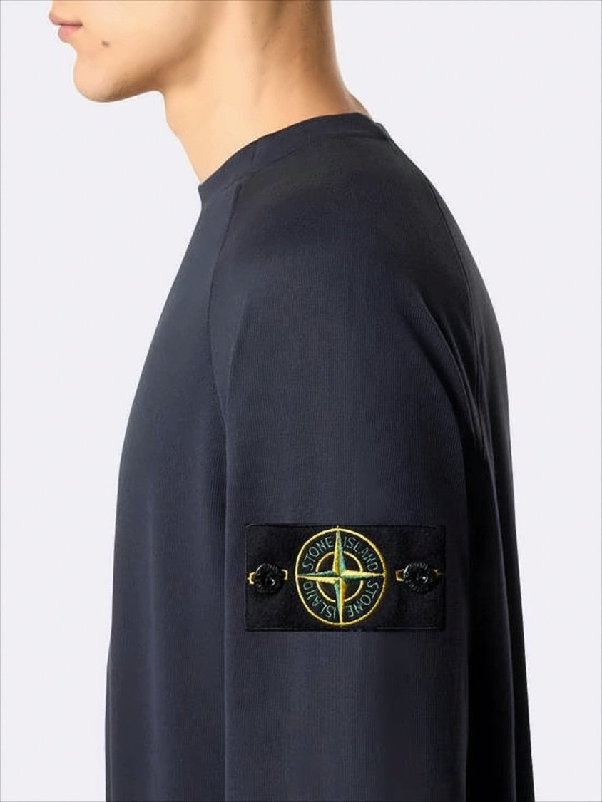 Stone Island Minimalist Long-Sleeve Crewneck Sweatshirt With Signature Patch